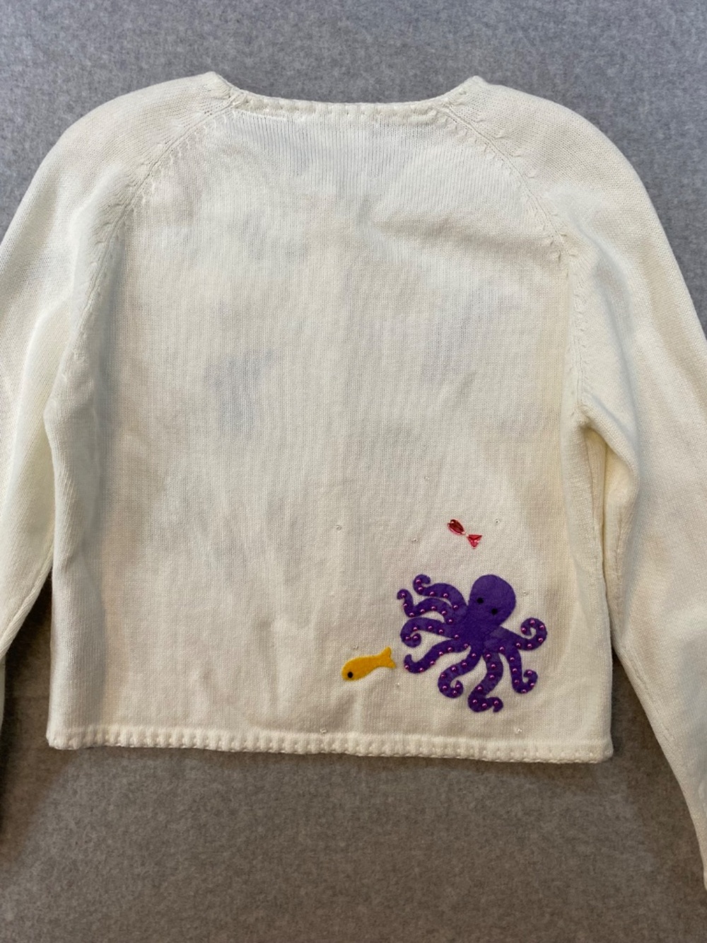 NEW! Vintage Michael Simon Cardigan M • SCUBA Girl Beaded Embroidered • Art - Picture 8 of 10